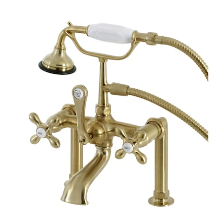 Kingston Brass AE109T7 Deck Mount Clawfoot Tub Faucet, Brushed Brass AE109T7